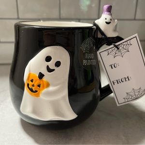 Ghost holding pumpkin mug